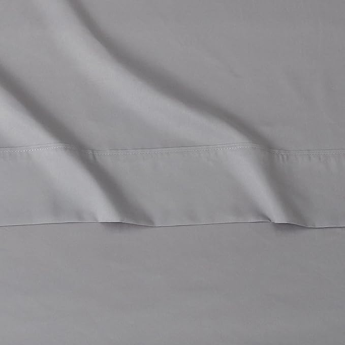 Amazon Basics Lightweight Super Soft Comfortable Brushed Microfiber 4 Piece Bed Sheet Set with 14-Inch Deep Pockets, Queen, Dark Gray, Solid