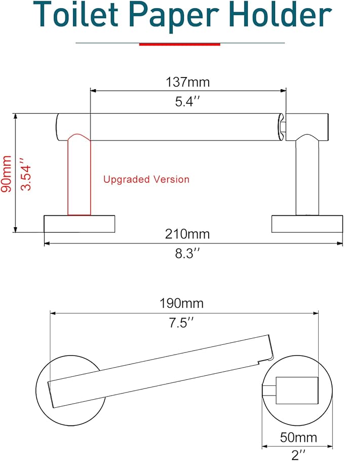Chrome Toilet Paper Holder - Polished Metal Bathroom Flexible Pivot Tissue Roll Holder on Wall Mounted, Sturdy SUS 304 Stainless Steel Toilet TP Large Mega Roll Holder Modern Silver