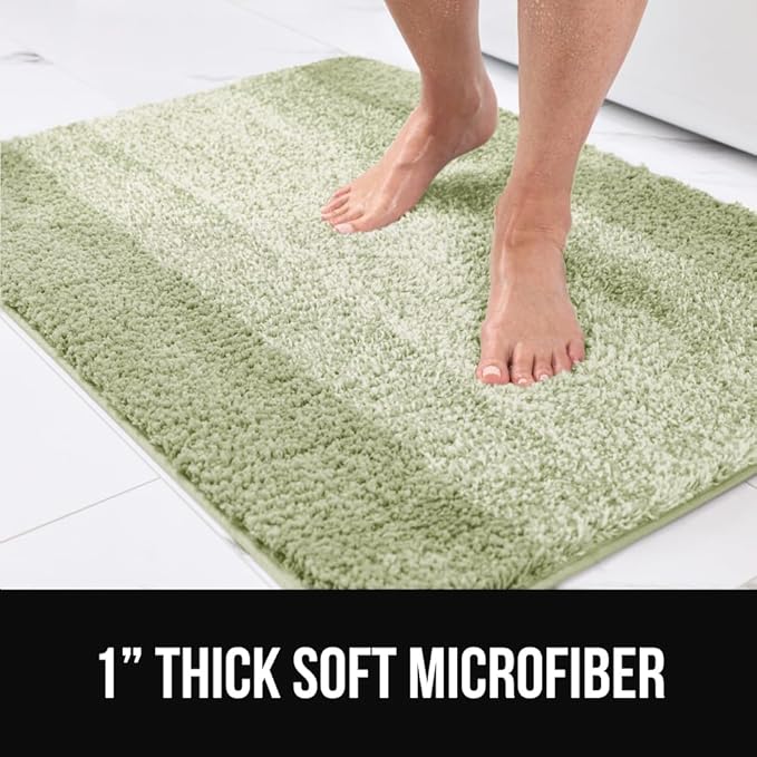 GORILLA GRIP Ultra Soft Plush Bathroom Rugs with Textured Rubber Backing, Absorbent Quick Dry Bath Mat, Machine Washable Shower Mats, Home Décor Accessories Bathmat Rug Essentials, 24 x 16 Sage