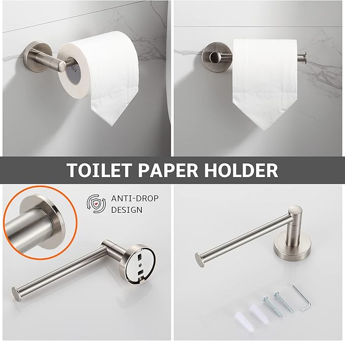 BGL Bathroom Accessory Set Brushed Nickel 4-Pieces Bathroom Towel Rack 24 Inches Adjustable Bathroom Hardware Set