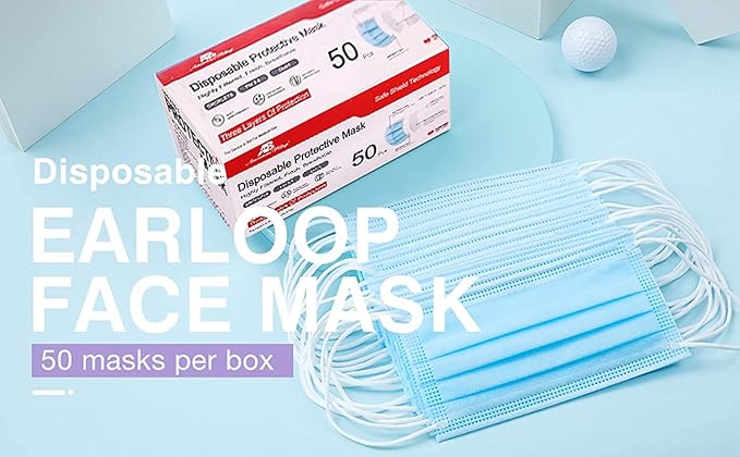 2000PCS Bulk Wholesale Face Masks for Business and Home Use-Disposable Face Mask-Blue 3 Ply Face Mask Cup Dust Masks PPE Filter Protection Face Masks