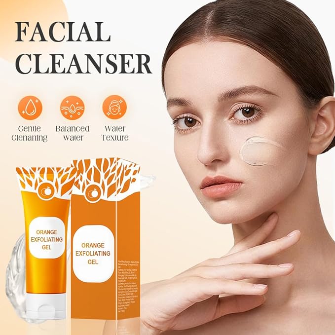 Orange Exfoliating Gel for Face & Body,Deep Pore Cleansing Gel Peeling Scrub,Remove Blackheads Moisturize Cleansing Scrub,Gentle Exfoliator for All Skin Types (Orange/2pcs, 100ML)