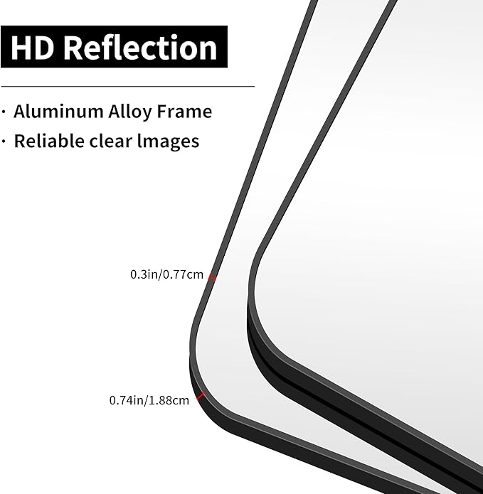 Large Bathroom Mirror, 72 x 30 inch Black Rectangle Mirror, Metal Frame Rectangular Vanity Mirror, Wall Mounted Mirror with Rounded Corner for Bedroom Living Room Hangs Horizontal Or Vertical