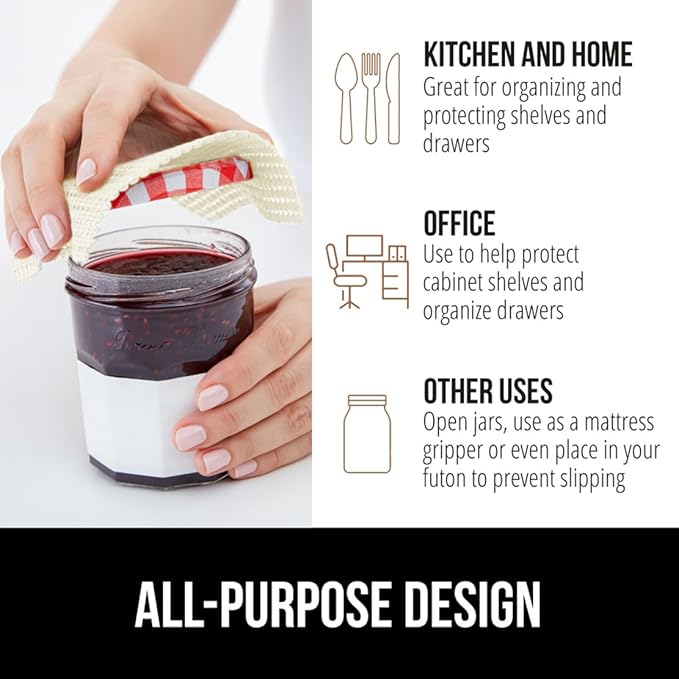 GORILLA GRIP powerGRIP Drawer Shelf and Cabinet Liner, Thick Strong Hold, Non-Adhesive Liners Protect Kitchen Cabinets and Cupboard, Bathroom Drawers, Easy Install, Breathable Mat, 17.5" x30', White