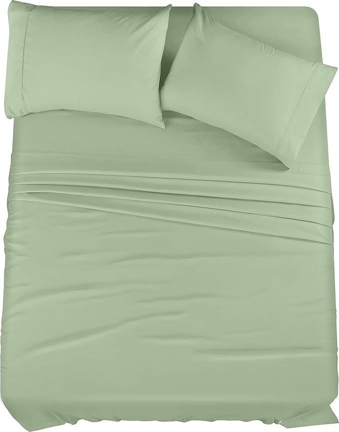 Utopia Bedding California King Sheet Set – 4 Piece Bed Sheets for Cal King Size Bed, Soft and Breathable Microfiber, Includes 1 Fitted Sheet, 1 Flat Sheet and 2 Pillowcases (Sage)