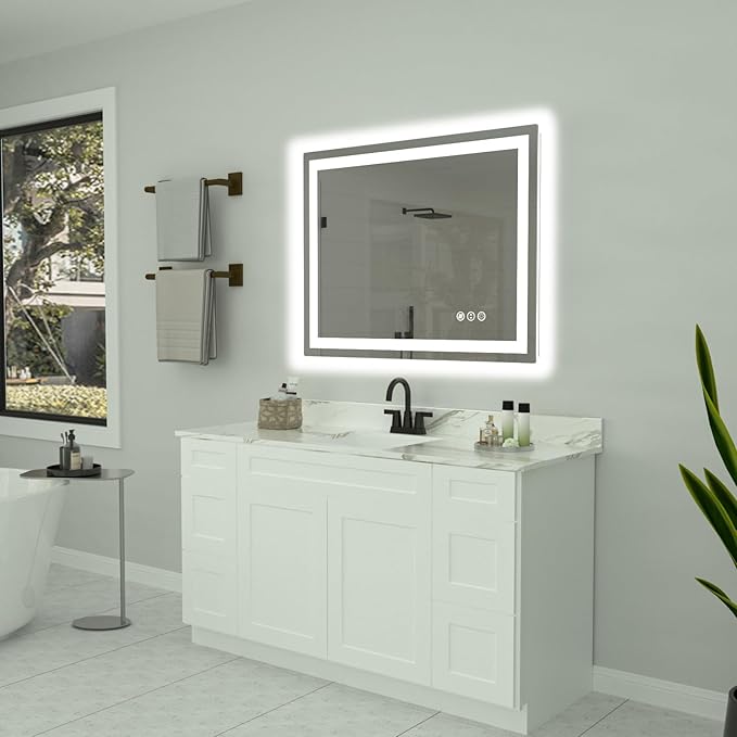 40"x 32" LED Bathroom Mirror with Lights, Double Lights Dimmable, Anti-Fog, Front and Backlit LED Mirror for Bathroom, Lighted Bathroom Vanity Mirror with Tempered Glass (Horizontal/Vertical)