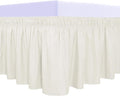 PureFit Wrap Around Ruffled Bed Skirt with Adjustable Elastic Belt - 22 Inch Drop Easy to Put On, Wrinkle Free Bedskirt Dust Ruffles, Bed Frame Cover for Queen, King and C-King Size Beds, Ivory