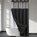 River Dream Heavyweight No Hooks Required Dotted Waffle Weave Shower Curtain with Snap in Liner -Extra Long 71W x 86H,Hotel Grade,Spa Like Bath Curtain,Black