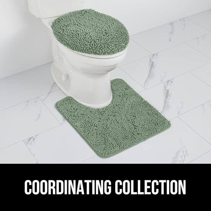 GORILLA GRIP Soft Chenille Bathroom Toilet Lid Cover, Machine Washable Seat Covers, 19.5x18.5, Stays in Place Rubber Backing, Fits Most Round, Elongated and Oblong Lids, Accessories Decor, Sage Green