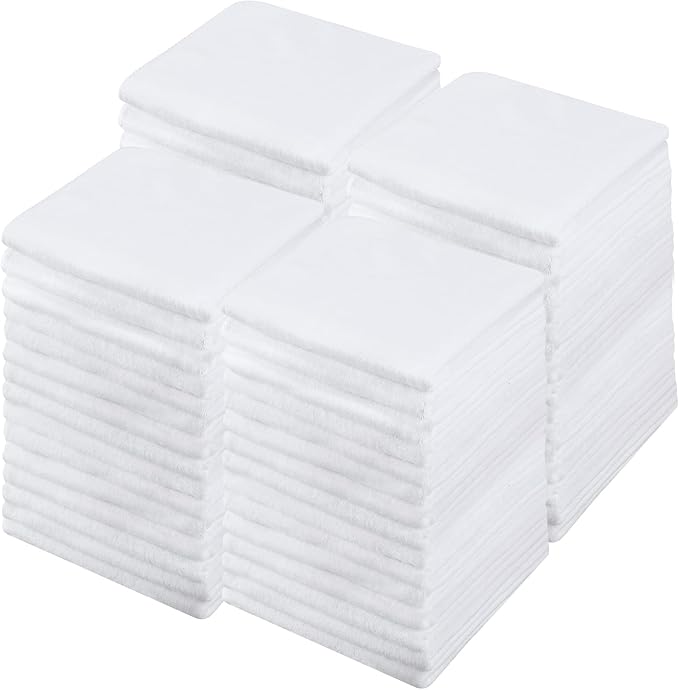 Shimeyao Bleach Proof Towels Microfiber Absorbent Resistant Hair Hand Towels Bulk Quick Dry for Barber Gym Bath Spa Shaving(40 Pack,White,Cute)