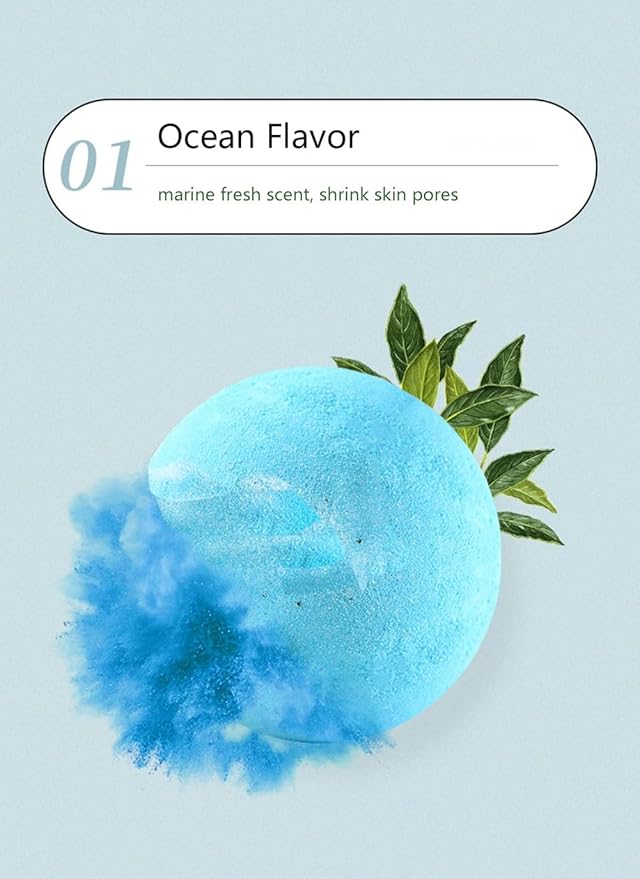 Bath Bombs Gift Set,Organic Handmade Large Fizzer with 100% Natural Materials for Kids, Women Men, Best Gift for All Festivals including lemon, rose, lavender, vanilla, green tea, ocean(6pcs)