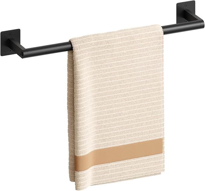 USHOWER Matte Black Towel Bar, 18 Inch Towel Racks for Bathroom Wall Mounted, Heavy Duty Stainless Steel Towel Holder, Easy Installation (Total Length 20 Inch)