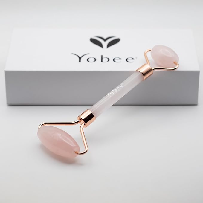 Yobee Face Roller Massager, Rose Quartz, Gua Sha Anti Aging Wrinkles Puffiness Acupressure Facial Skin Care Gift for Women