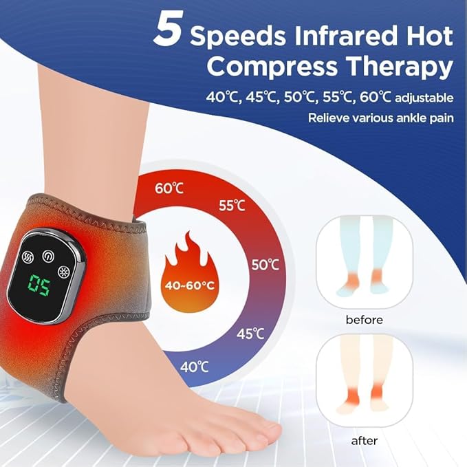 Foot Massager, Foot Triple Method Massager for Neuropathy Pain Relief - Electric Foot Massager with Heat, Compression for Plantar Fasciitis, Muscle Recovery (A-1PCS)