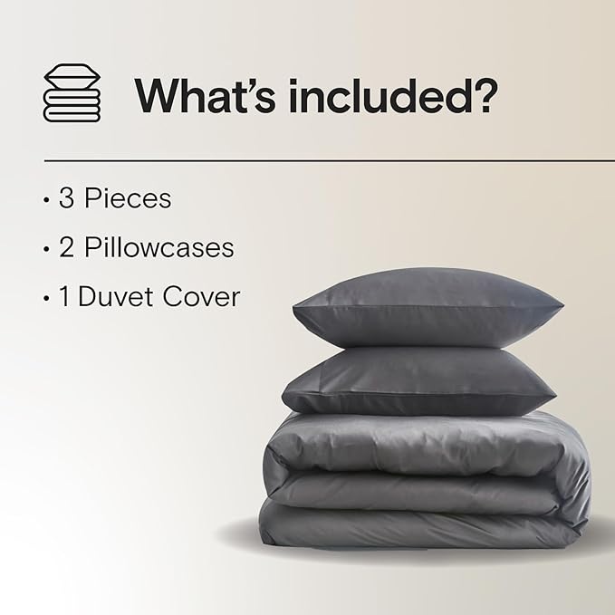 DOZ Duvet Cover Set, 100% Viscose derived from Bamboo, Organically Grown, Buttery Soft, Cooling Duvet Covers, High GSM, 1 Duvet Cover and 2 Pillowcases, 106"x90" (Storm, King/Cal King)
