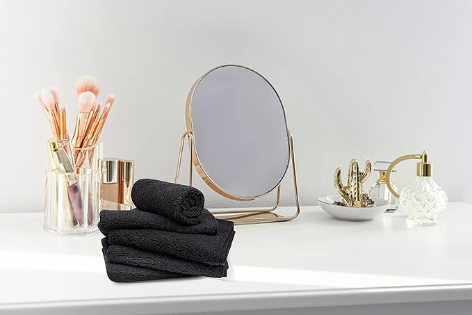 Softolle Salon Towels – Pack of 24 (16"x27") 100% Cotton Ring Spun (Not Bleach Proof) Ultra Soft, Highly Absorbent Hand Towels – Bulk for Spa, Gym & Salon (Black)