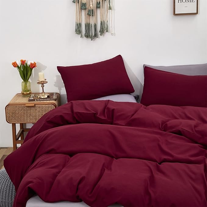 Cottonight Burgundy Comforter Queen Women Girls Wine Red Bedding Comforter Set Claret Dark Red Comforter Soft Breathable Claret Blanket Quilt Durable Comforter Set Queen Bed
