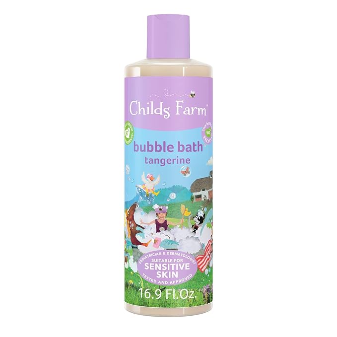 Childs Farm, Kids Bubble Bath for Dry, Sensitive Skin, Organic Tangerine, Gently Cleanses & Soothes, Vegan, Cruelty-Free, 16.9 fl oz