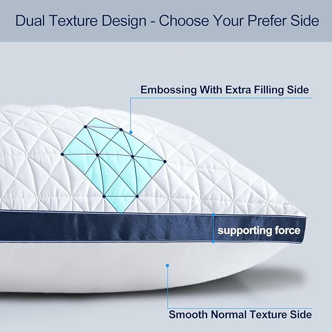 Pillows Standard Size Set of 4 Cooling Hotel Luxury Bed Pillows for Sleeping 4 Pack, Supportive Breathable Down Alternative Gusset Standard Pillow for Back Stomach or Side Sleepers