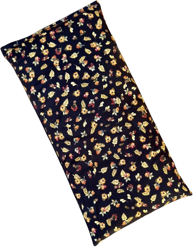 Large Microwave Heating Pad with Flax Seed, Scented or Unscented, Good for Back Pain or Cramps, Moist Heat Therapy or Ice Pack, Microwavable Bean Bag, 6" x 12" (Black Floral, No Added Herbs)