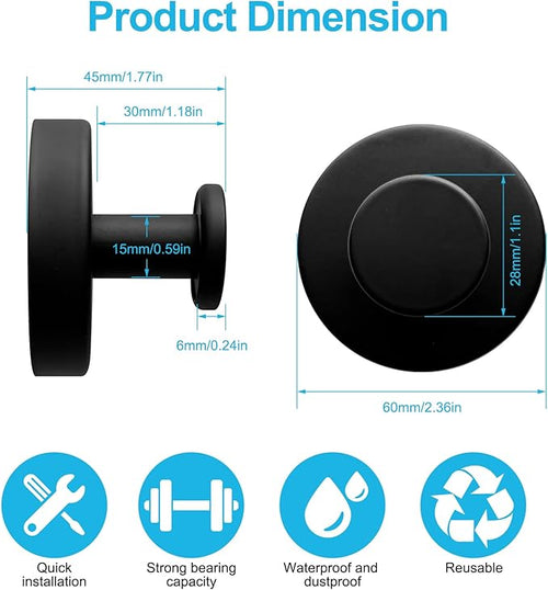 2 Pack Suction Cup Hooks for Shower, Suction Cup Towel Hooks for Bathrooms,Adhesive Wall Hook, SUS304 Waterproof Stainless Steel Hooks for Bathroom, Bedroom, Kitchen, Hotel and Office