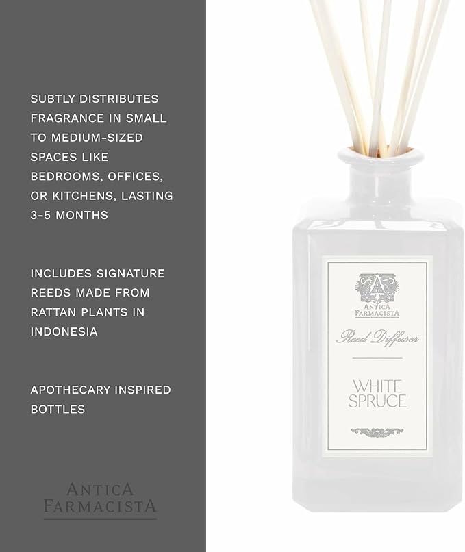 Antica Farmacista Home Ambiance Diffuser - Long-Lasting Reed Scent Diffuser - Luxury Room Freshener Gift - White Spruce, 10.8 fl oz