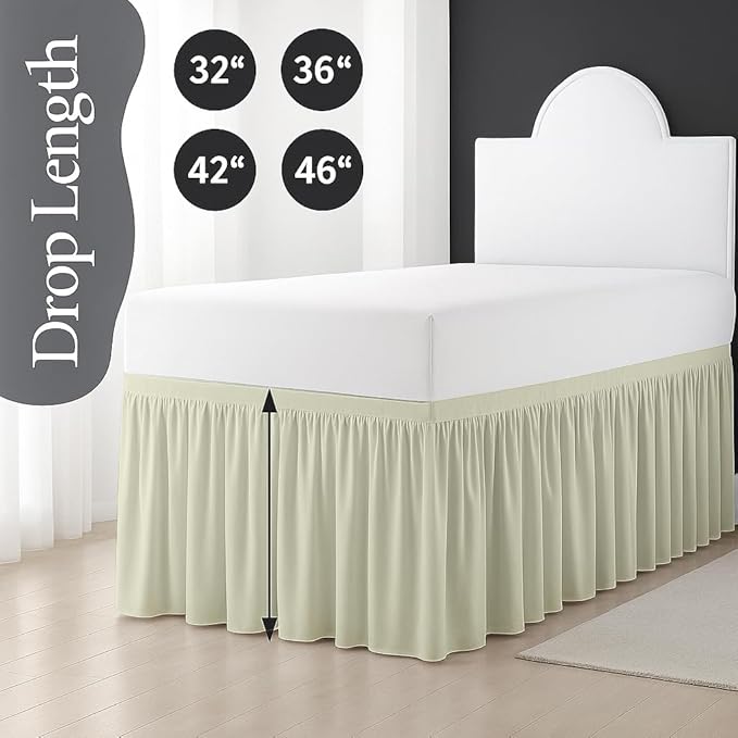 Cottingon Dorm Bed Skirt Twin XL 36" with Split Corners, 100% Microfiber Soft and Stylish, College Room Essential, Extra Long Dust Ruffle for Extended Beds, Ivory