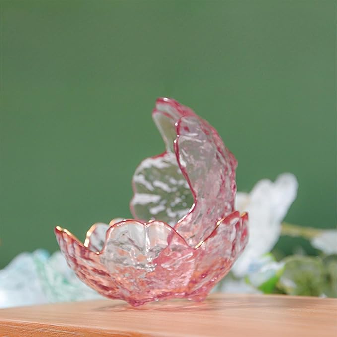 Incense Burner, Incense Holder for Backflow and Sticks Handmade Glass Cherry Blossom Incense Stick Holder with 9 Incense Holes Incense Burner Ash Catcher,for Meditation,Home Decor (NO with Gilt-Edged)