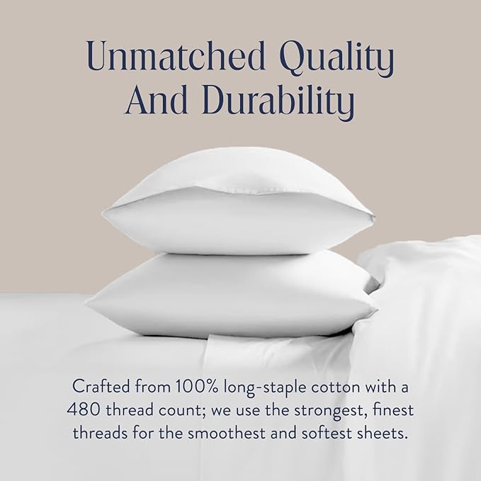 Brooklinen Luxury Sateen Duvet Cover - 100% Cotton, King/California King Size in White with Extra-Long Corner Ties and Button Closure - Best King/Cali King Duvet Covers