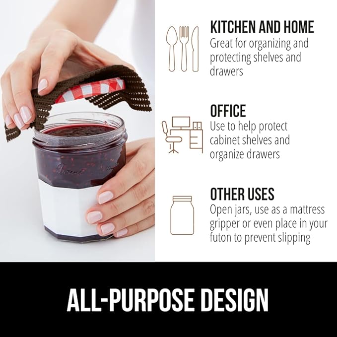 GORILLA GRIP powerGRIP Drawer Shelf and Cabinet Liner, Thick Strong Hold, Non-Adhesive Liners Protect Kitchen Cabinets and Cupboard, Bathroom Drawers, Easy Install, Breathable Mat, 12" x10', Chocolate