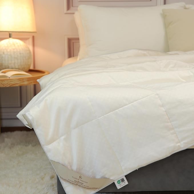CUDDLE DREAMS Wool Comforter Duvet Insert, 100% Australian Wool Filling with Soft Noiseless Cotton Shell, Natural Warmth (Lightweight for Summer, Twin)