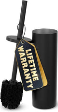 Black Toilet Brush and Holder Set - Scratch Resistant Black Toilet Bowl Brush and Holder with Soft Bristles Replaceable Head, Protection from Splashes, and Compact Design - for Effective Cleaning