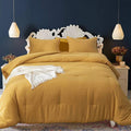 Cottonight Mustard Yellow Comforter Sets Queen Dark Yellow Comforter Full Lightweight Cozy Mustard Bedding Comforter Sets Ginger Yellow Blanket Quilts Soft Comfy for Women Men Adults Teens