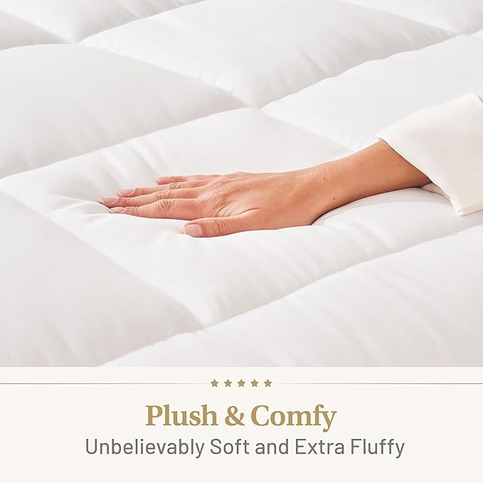 Lavish Comforts® Down Alternative Oversized Queen Comforter - Extra Fluffy Duvet Insert, Hotel Queen, Puffy Thick All Season Premium Cooling Comforter - White 102 x 86