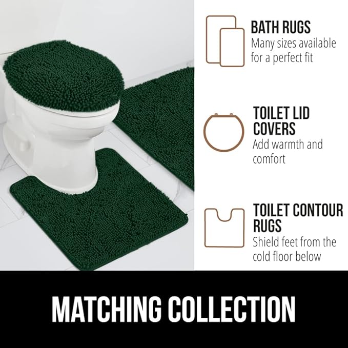 GORILLA GRIP Bath Rug Mat 36x24, Thick Soft Absorbent Chenille, Quick Dry Microfiber Mats, Rubber Backing Washable Shower Floor Rugs, Bathmat Runner, US Designed Bathroom Home Decor Accessories Hunter