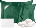 THXSILK Set of 2 100% 22 Momme Mulberry Silk Pillowcases for Hair and Skin Heath, Best Gift Choice, Grade 6A+ Silk Both Sides, Silk Pillow Cover with Zipper, 2pcs (King 20"x36", Emerald Green)