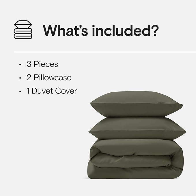 DOZ Duvet Cover Set, 100% Viscose derived from Bamboo, Organically Grown, Buttery Soft, Cooling Duvet Covers, High GSM, 1 Duvet Cover and 2 Pillowcases, 106"x90" (Olive, King/Cal King)