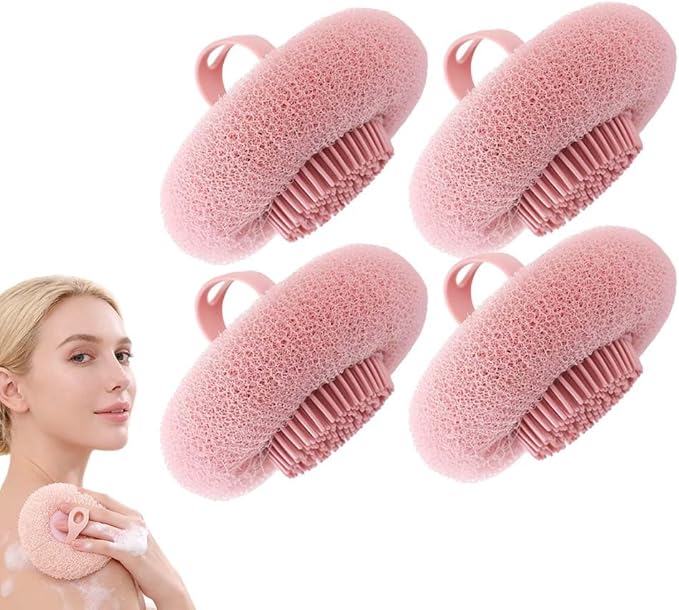 Super Soft Sunflower Suction Cup Bath Ball, 2025 New Exfoliating Bath Bath Sponge Cleaning Brush with Finger Rings for Women and Men (Purple, 4 pcs)