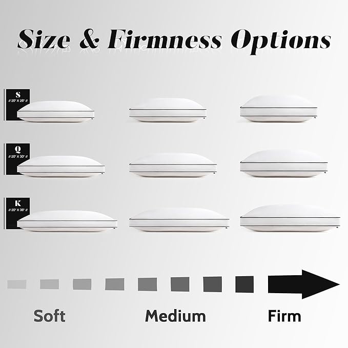 Feather Down Pillows Queen Size Set of 2 with Gusset, Luxury Hotel Collection Bed Pillow 2 Pack, Down Surrounded Gusseted Pillows for Sleeping, Soft for Side, Back Sleepers 20x30 in.