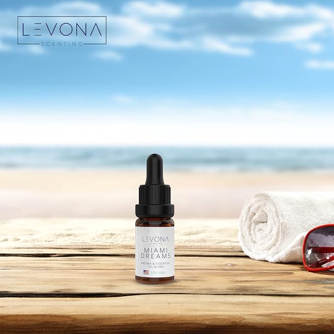 Levona Scent Essential Oils for Diffusers for Home: Miami Dreams Hotel & Home Luxury Scents Fragrance - Aroma Oil with Notes of Bergamot Oil & Pine Essential Oil -10 Ml Scented Oils for Diffuser
