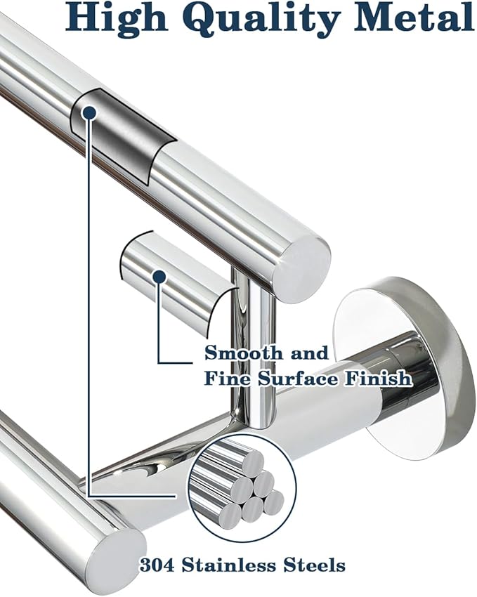 Alise Double Bath Towel Bars,12 Inch Towel Racks for Bathroom,SUS304 Stainless Steel Towel Holder,Towel Holder Wall Mount,Toilet Kitchen Towel Rod,Polished Chrome Towel Rail,GYT6902-300-C