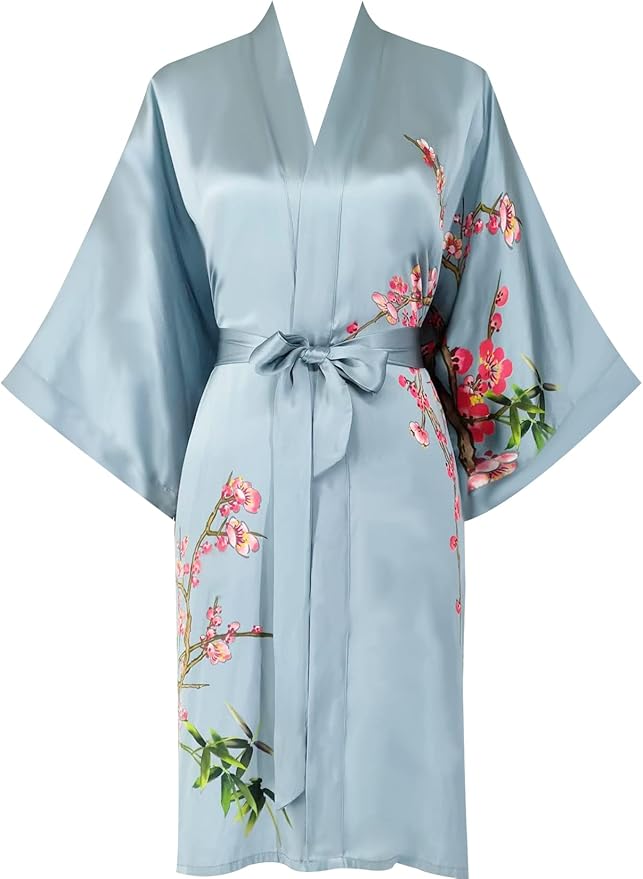 women's 100% silk kimono, short bathrobe pajamas, kimono pajamas