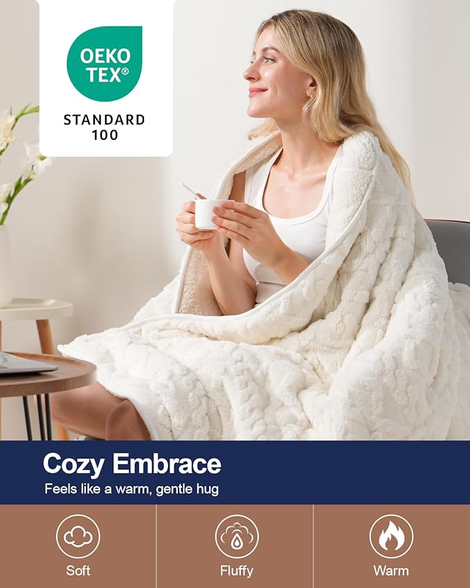 Super Fuzzy Soft Sherpa Fleece Weighted Blanket, 15 lbs Dual Sided Fluffy Heavy Weighted Blankets for Adults - No Bunching with Double Layers of Soft Inner Lining (60"x 80", 15 Pounds)