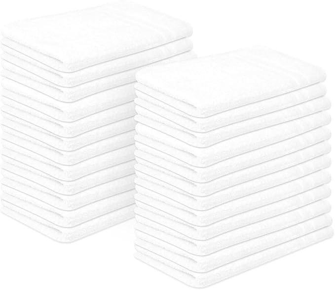 Premium 100% Cotton Hand Towels – Pack of 24, 16x27 Inch – Quick-Dry, Highly Absorbent Salon Towels for Hair Care, Gym, Spa & Bathroom – White