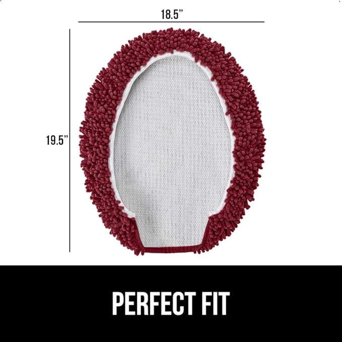 GORILLA GRIP Soft Chenille Bathroom Toilet Lid Cover, Machine Washable Seat Covers, 19.5x18.5, Stays in Place Rubber Backing, Fits Most Round, Elongated and Oblong Lids, Accessories Decor, Burgundy