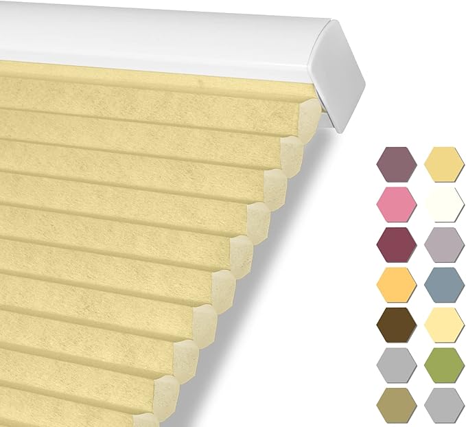 Persilux Light Filtering Cellular Shades Cordless Honeycomb Window Shades Bottom Up Dirt Proof Privacy Window Blinds for Windows, Bedroom and Living Room, Beige, 48" W x 80" H