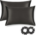 ALASKA BEAR Silk Pillowcase for Hair and Skin, Set of 2 Pure Genuine 22 Momme Mulberry Silk Pillow Cases Queen Size for Bliss Sleep Better Than Poly Satin, Zipper Closure(2pc, Charcoal)