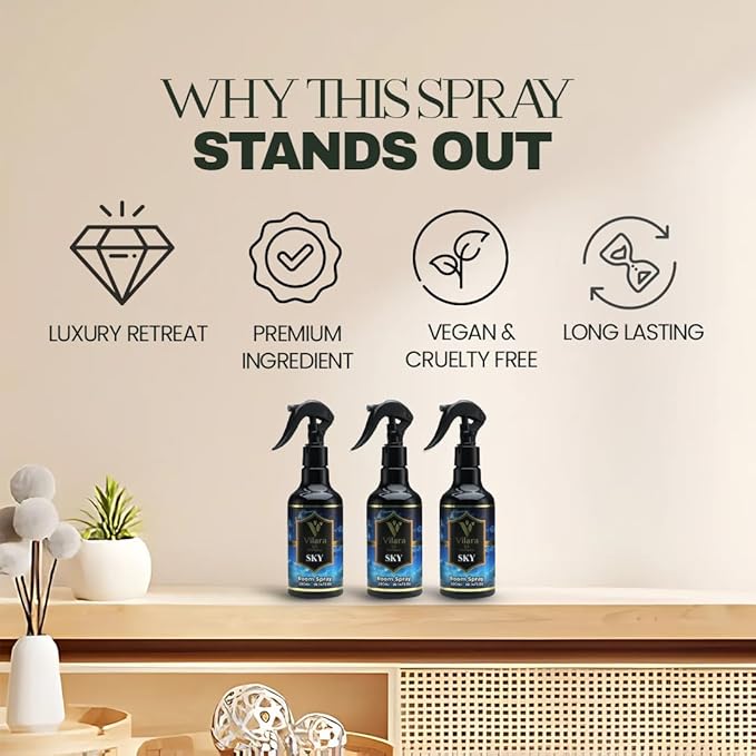 Room Spray Freshener - Long-Lasting Luxury Scents - Room and Linen Spray for Bedding, Sheets, Fabric, Furniture for Aromatherapy - 10.14 fl oz (Sky)