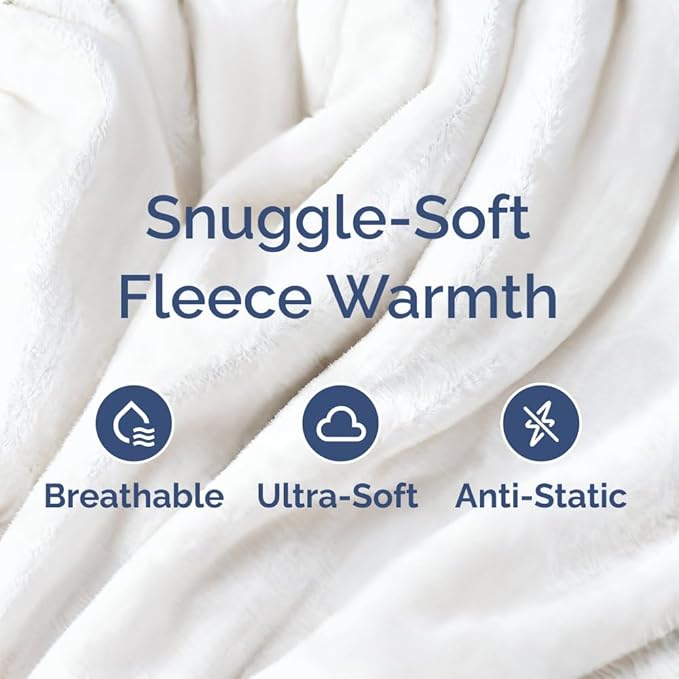 Ultra Soft Fleece Blanket King Size - Flannel Fleece Luxury King Blanket - Lightweight for Couch Bed Chair - Thick, Warm and Breathable - All Season Cozy Fuzzy, Anti-Static Microplush Bedding, White