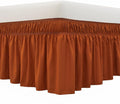 MEILA Wrap Around Bed Skirt Three Fabric Sides Elastic Dust Ruffled 16 Inch Tailored Drop,Easy to Install Fade Resistant-Caramel, Twin/Full